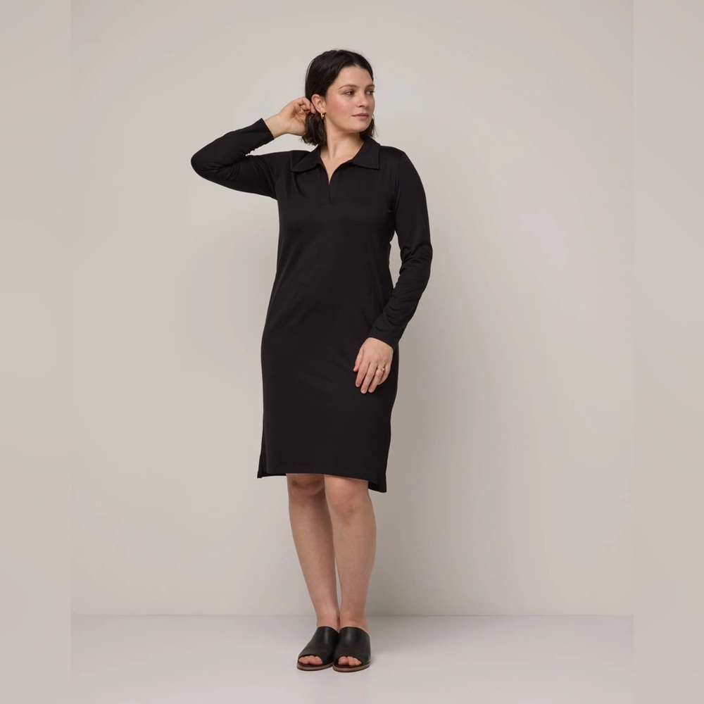 Wool& Bristol Merino Wool Polo Dress in Black Size M